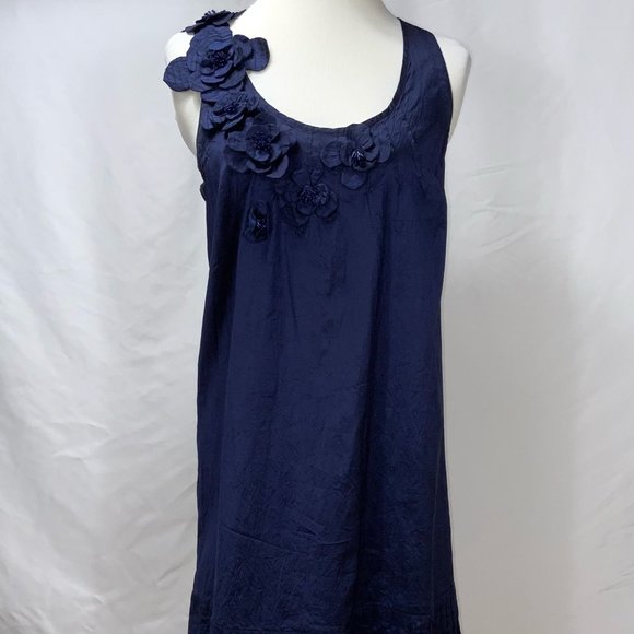 Calypso St. Barth Silk Embellished Sleeveless Midnight Blue Dress Size S - Picture 2 of 12